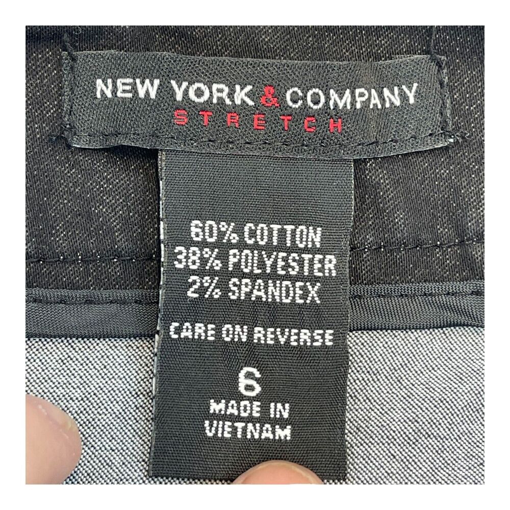 New York & Company A-Line Skirt Women's 6 Black Cotton Stretch Pockets Back Zip - Picture 3 of 7